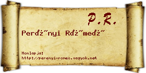 Perényi Rómeó névjegykártya